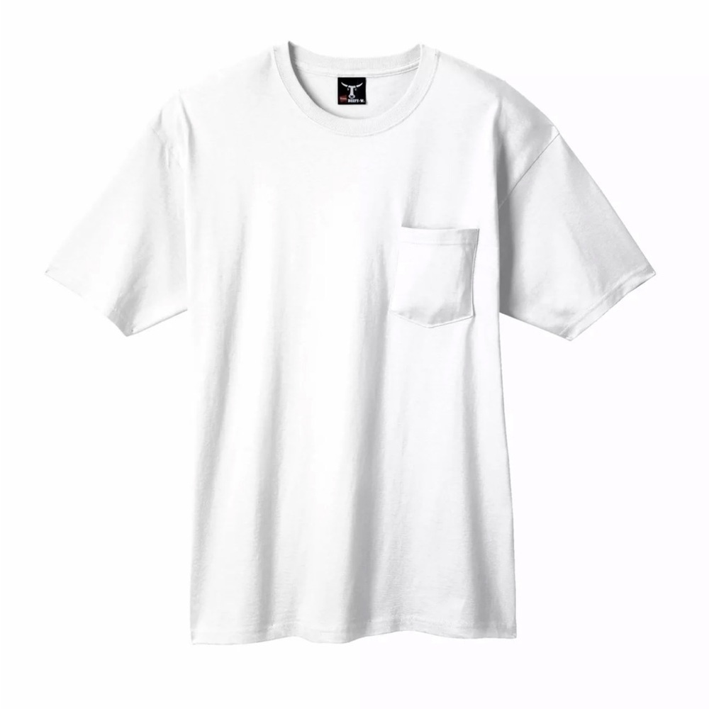 Hanes Men's White Beefy Tee Short Sleeve Pocket Tee Size 2X Unisex Basic